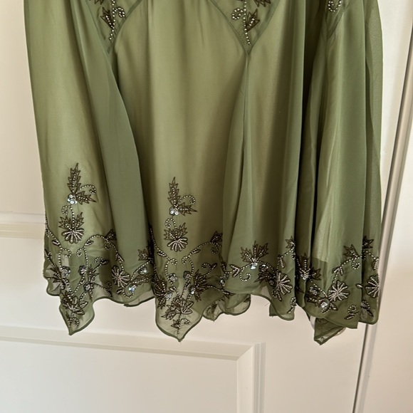 NWT Vintage Beaded Midi Fairy Dress With Shark bite Hem In Olive sold out 14 - Picture 3 of 7
